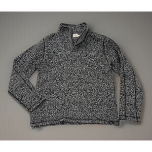 Faherty 1/4 Zip Fleece Pullover Sweater Mens Medium Grey Heather Textured Mock M